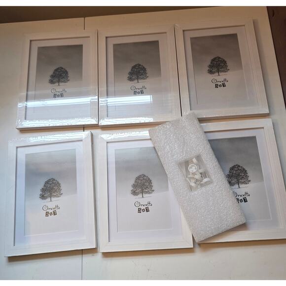 Set of 6 White Wood 5x7 Picture Frames - Picture 1 of 2
